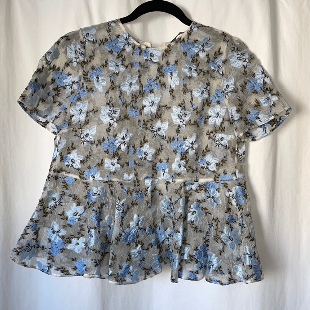 Alexander McQueen sheer floral peplum blouse